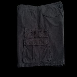 Faded Glory Cargo Black Denim Shorts Big Men's Size 46 Black 100% Cotton